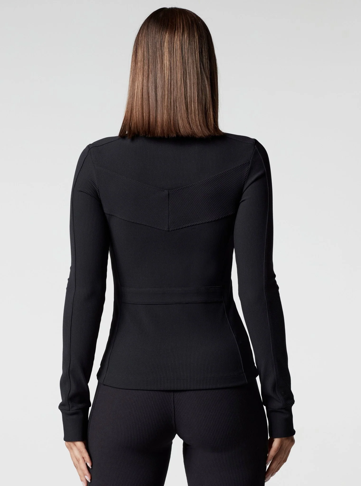 Directional Rib Fitted Activewear Jacket - Black - Image 10