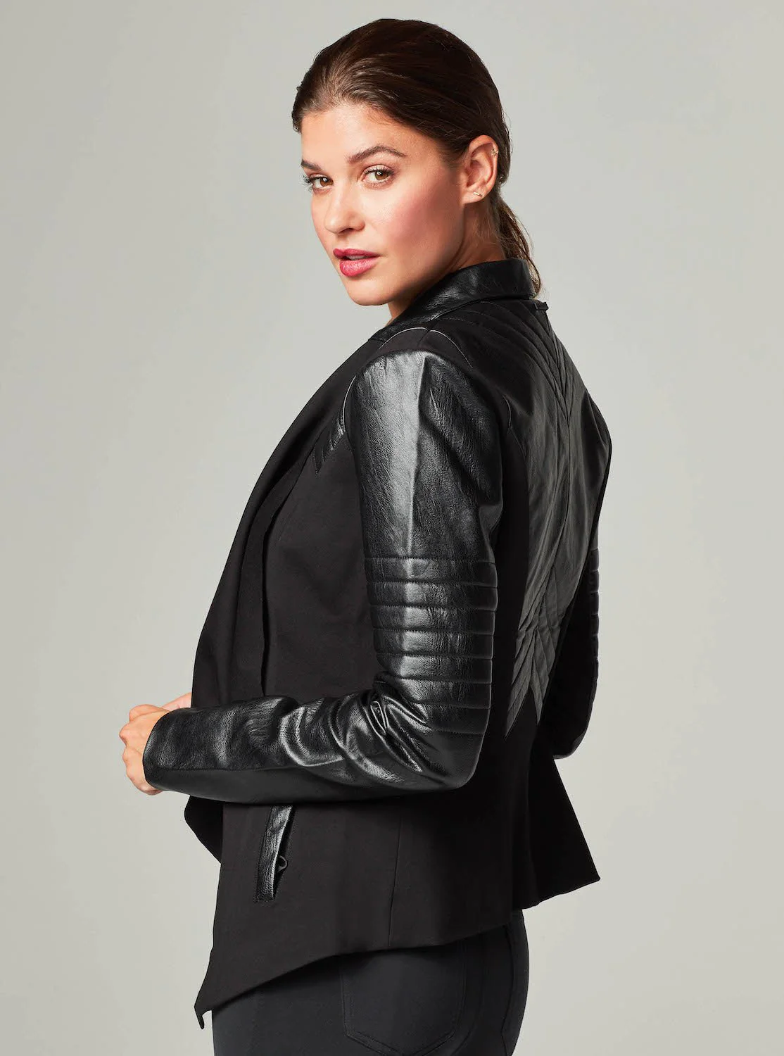 Drape Front Jacket - Black - Image 8