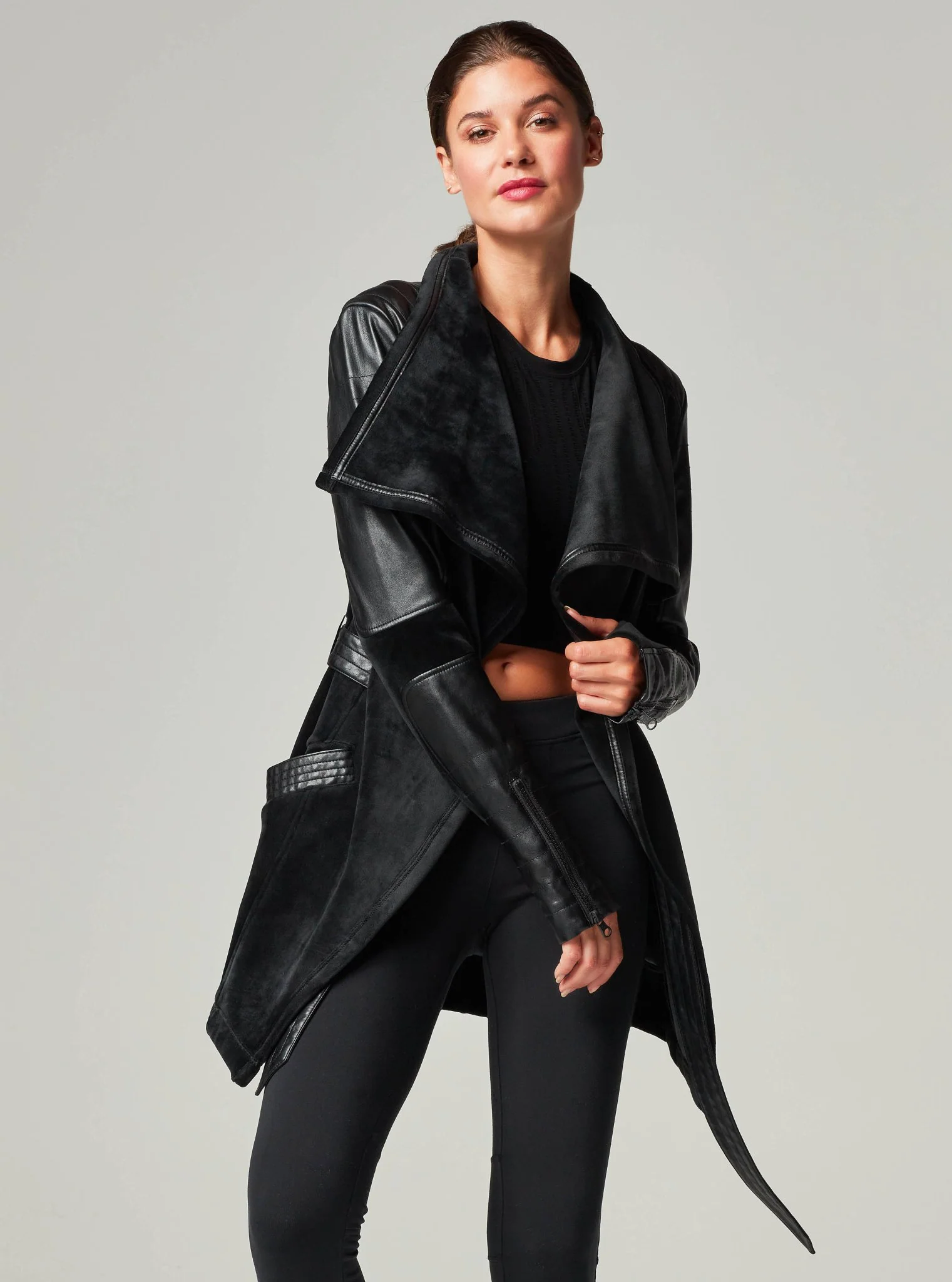 Drape Velour Jacket - Black - Image 11