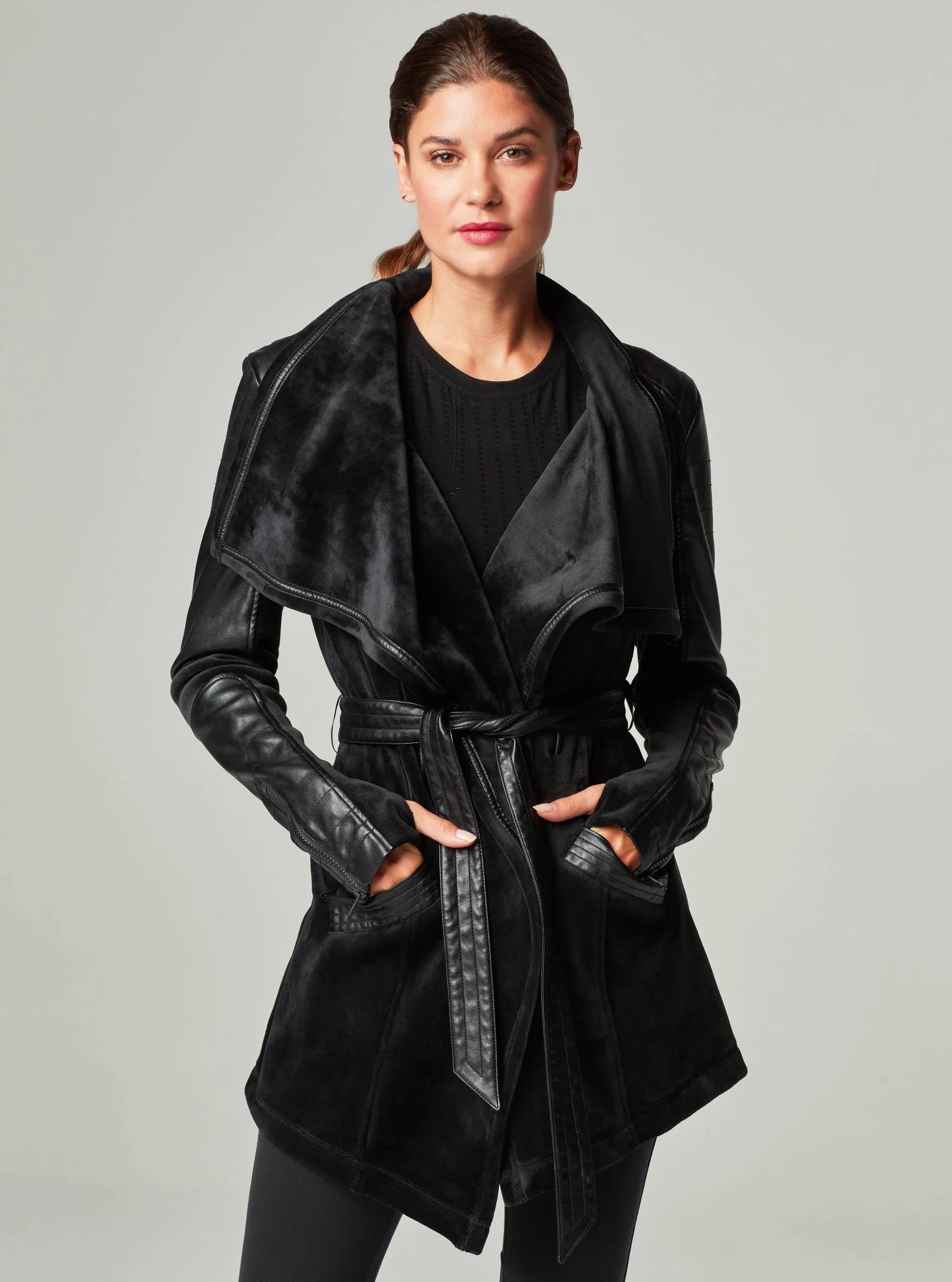 Drape Velour Jacket - Black - Image 4