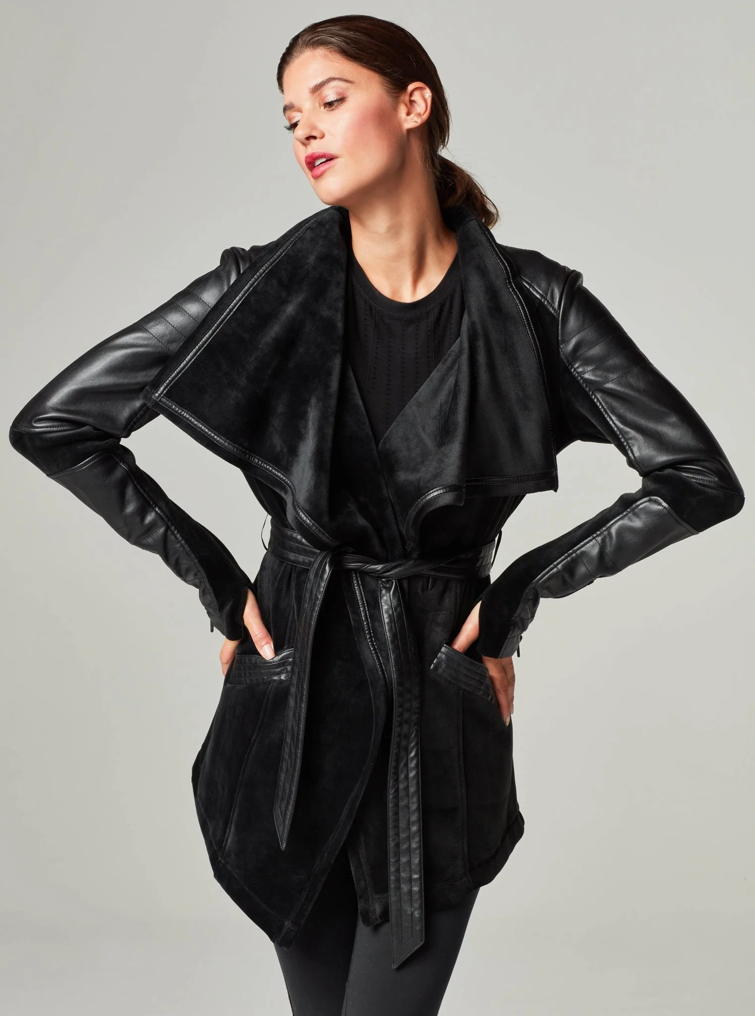 Drape Velour Jacket - Black - Image 7
