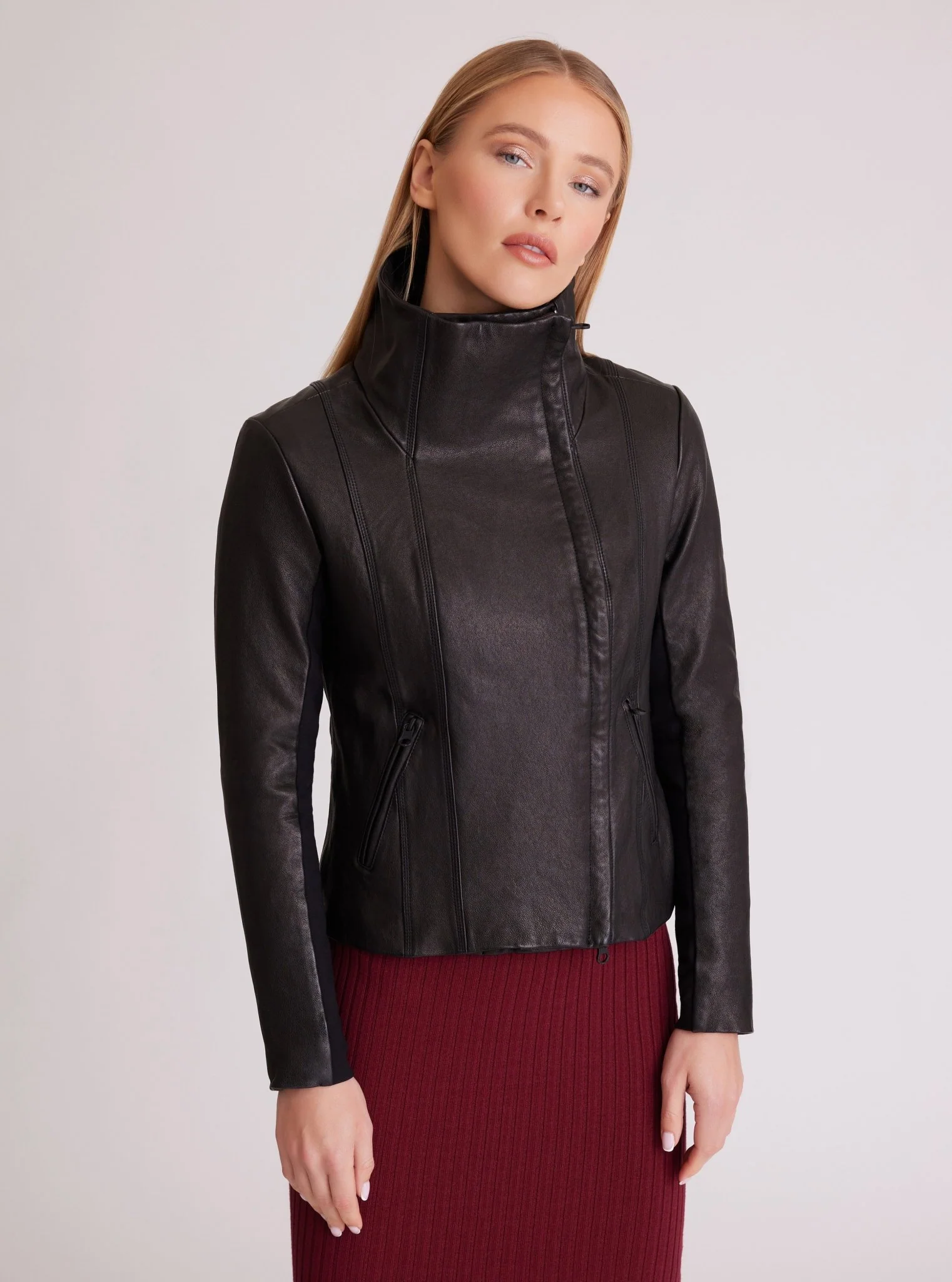Funnel Neck Moto Jacket - Image 5
