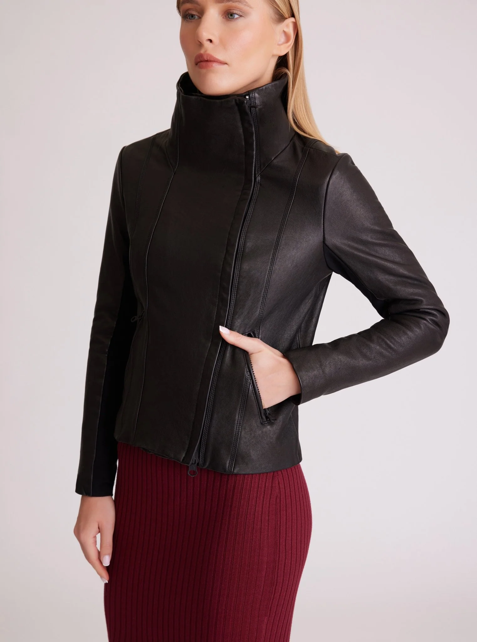 Funnel Neck Moto Jacket - Image 6