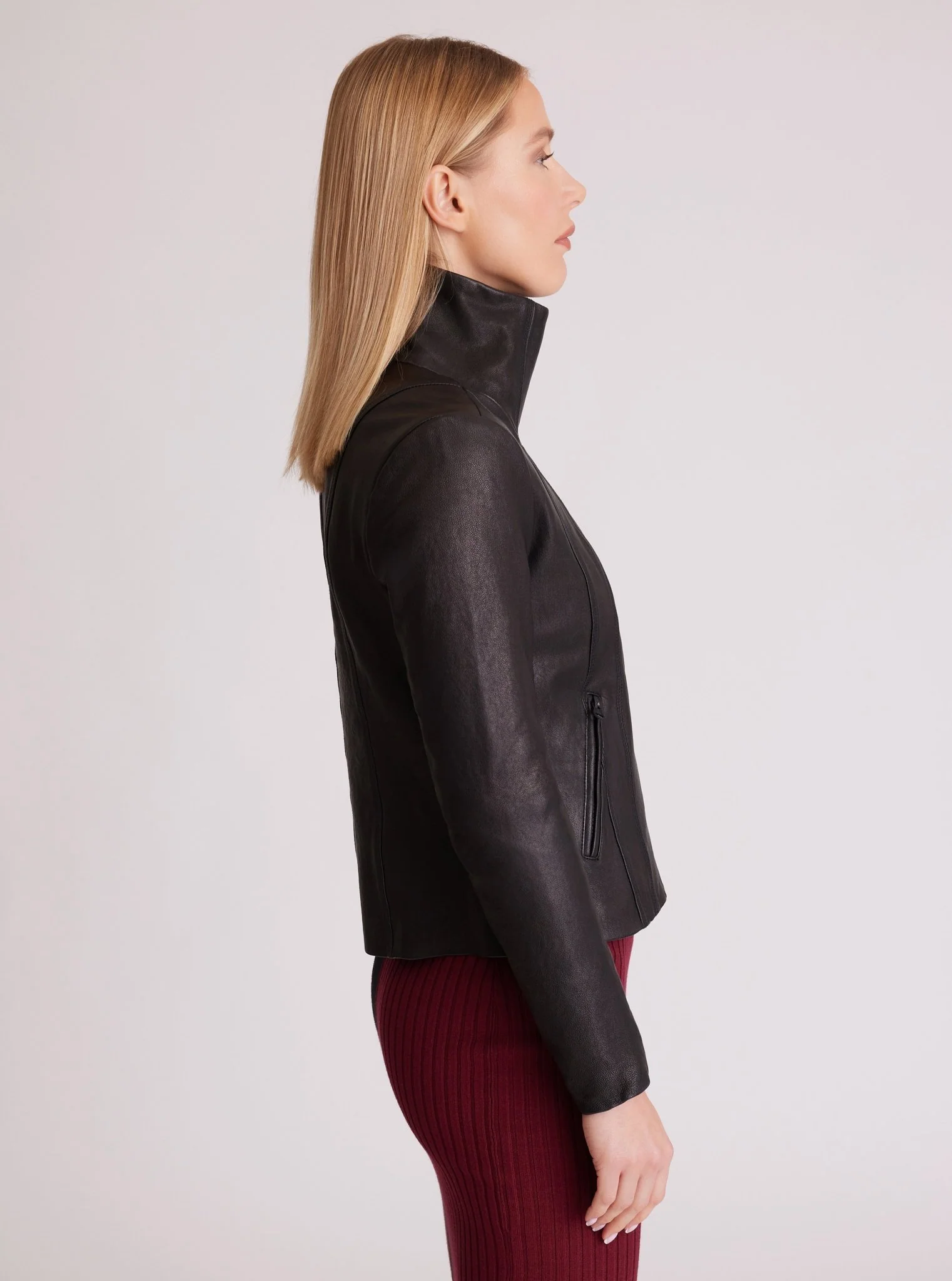 Funnel Neck Moto Jacket - Image 8