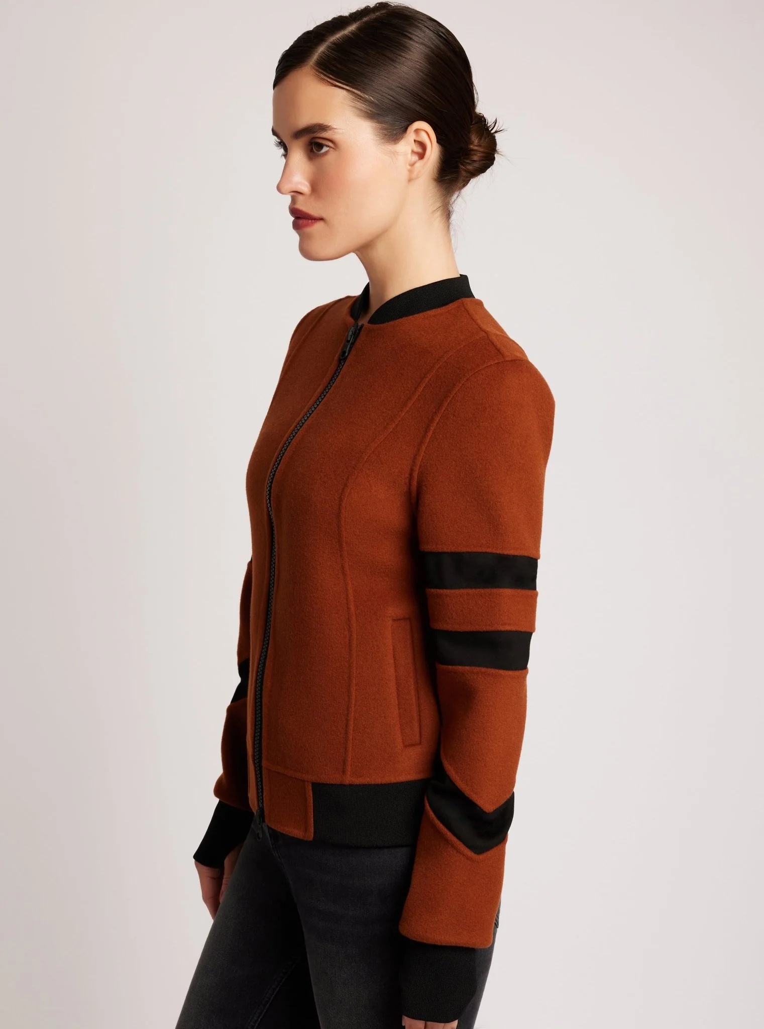 Handmade Wool Bomber - Mocha Bisque - Image 5