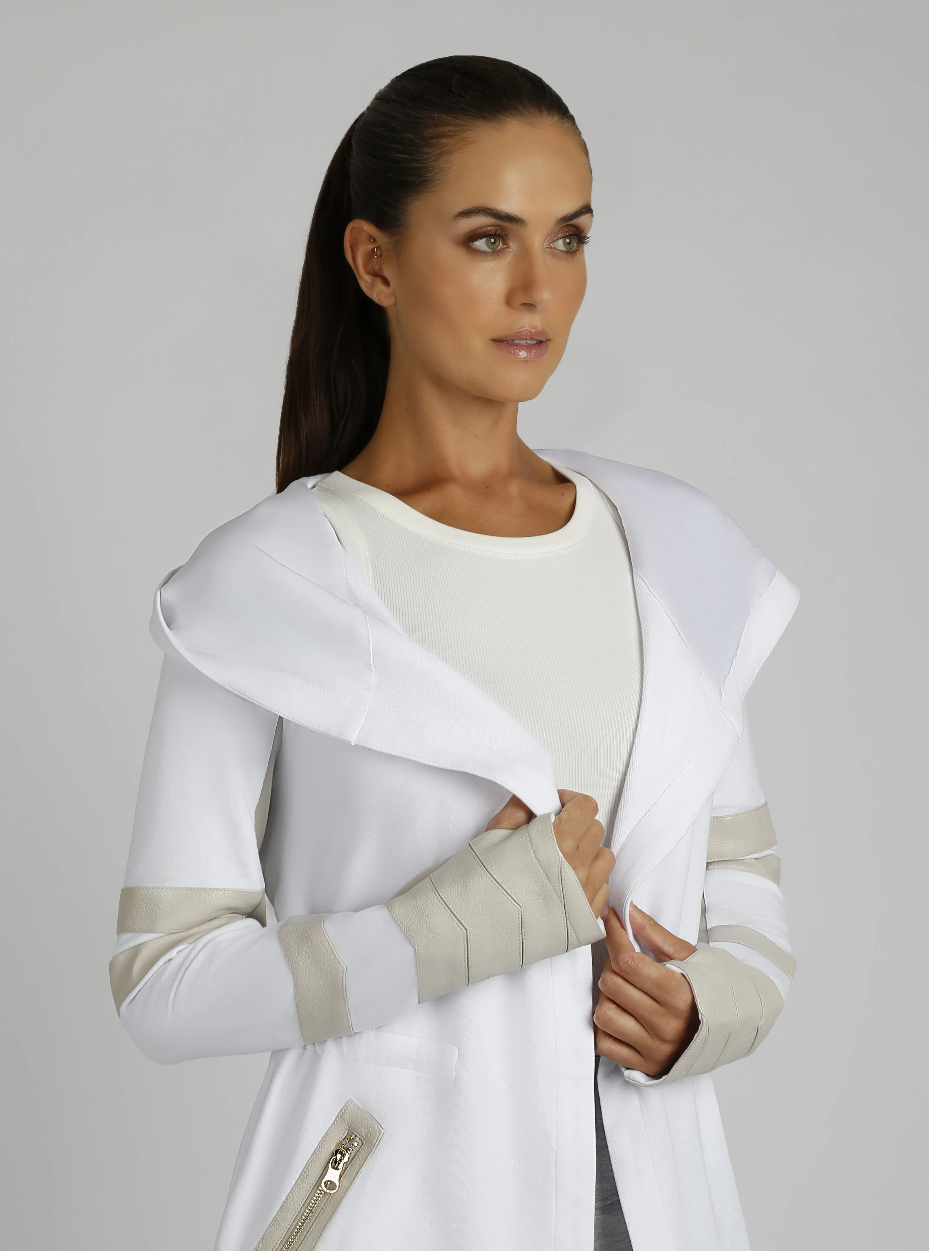 Maitri Sporty Cut Traveler Wrap Jacket - Gold Trims - Image 4