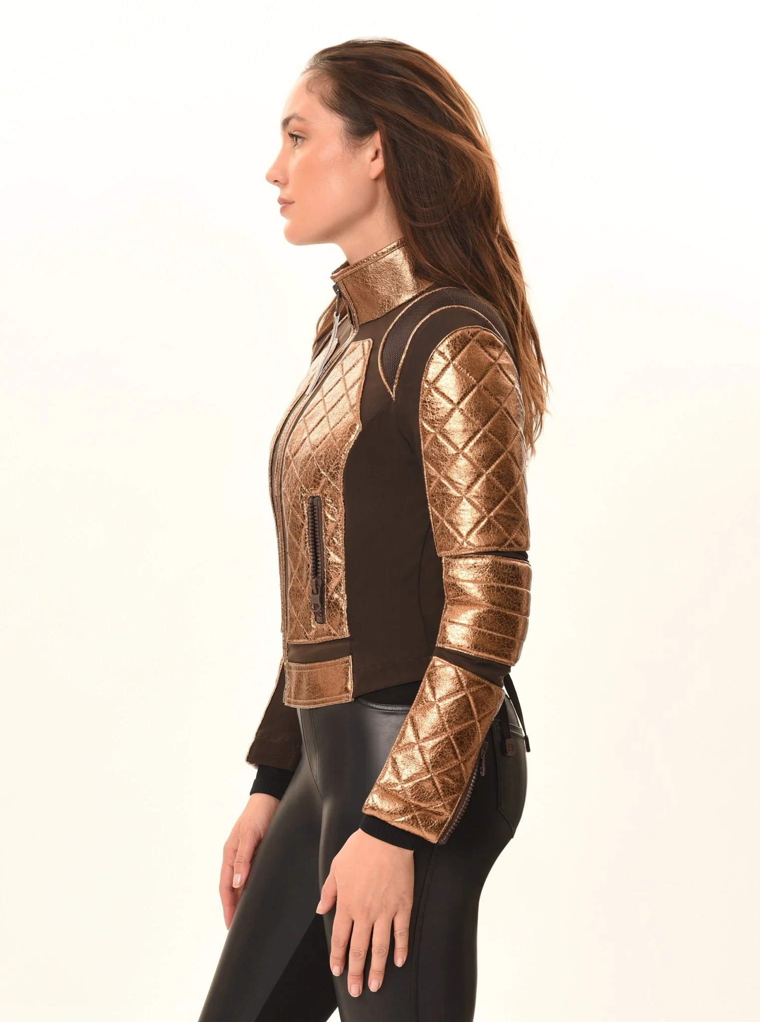 Metallic Moto Mesh Jacket - Copper/Brown - Image 7
