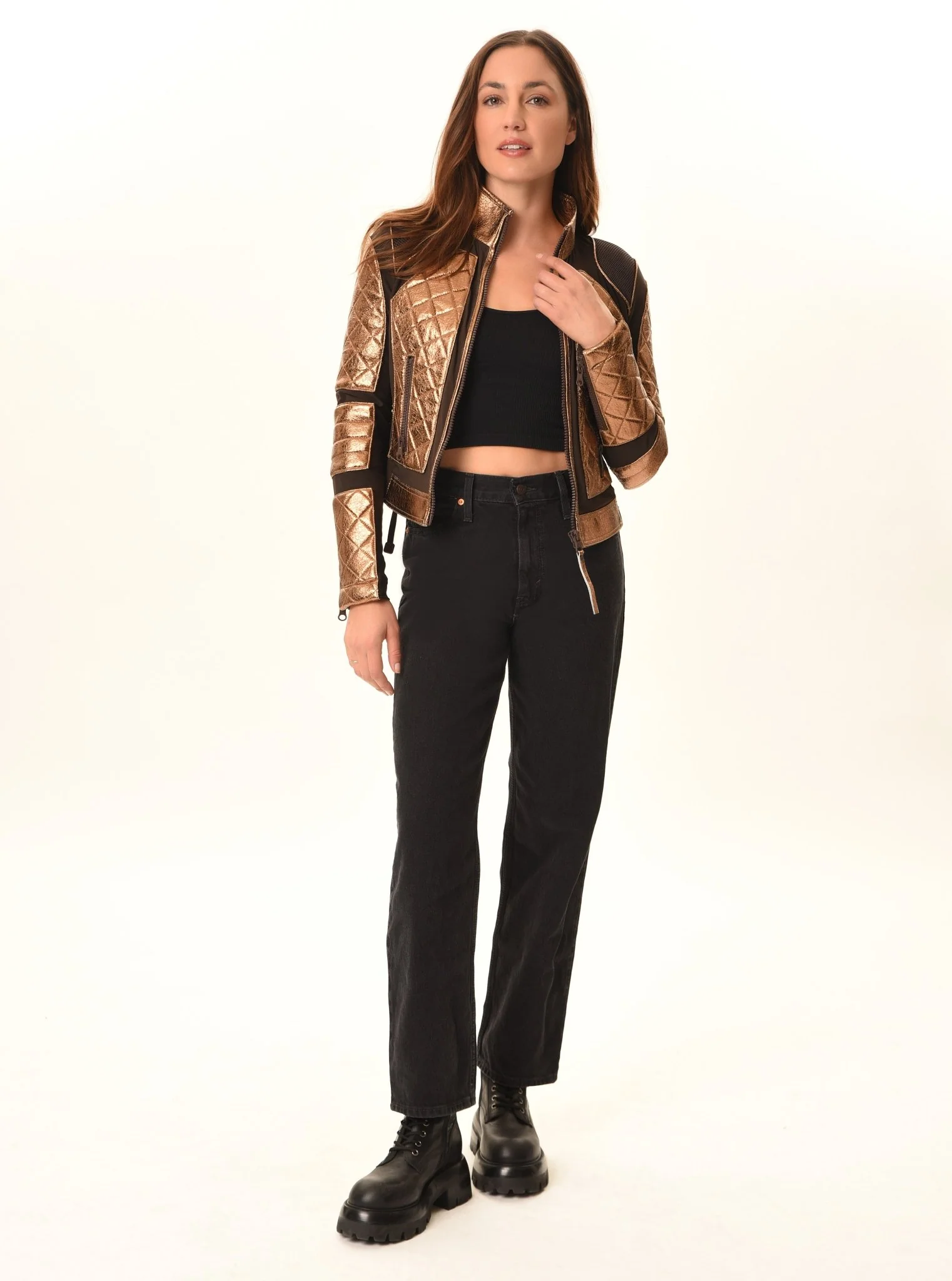 Metallic Moto Mesh Jacket - Copper/Brown - Image 8