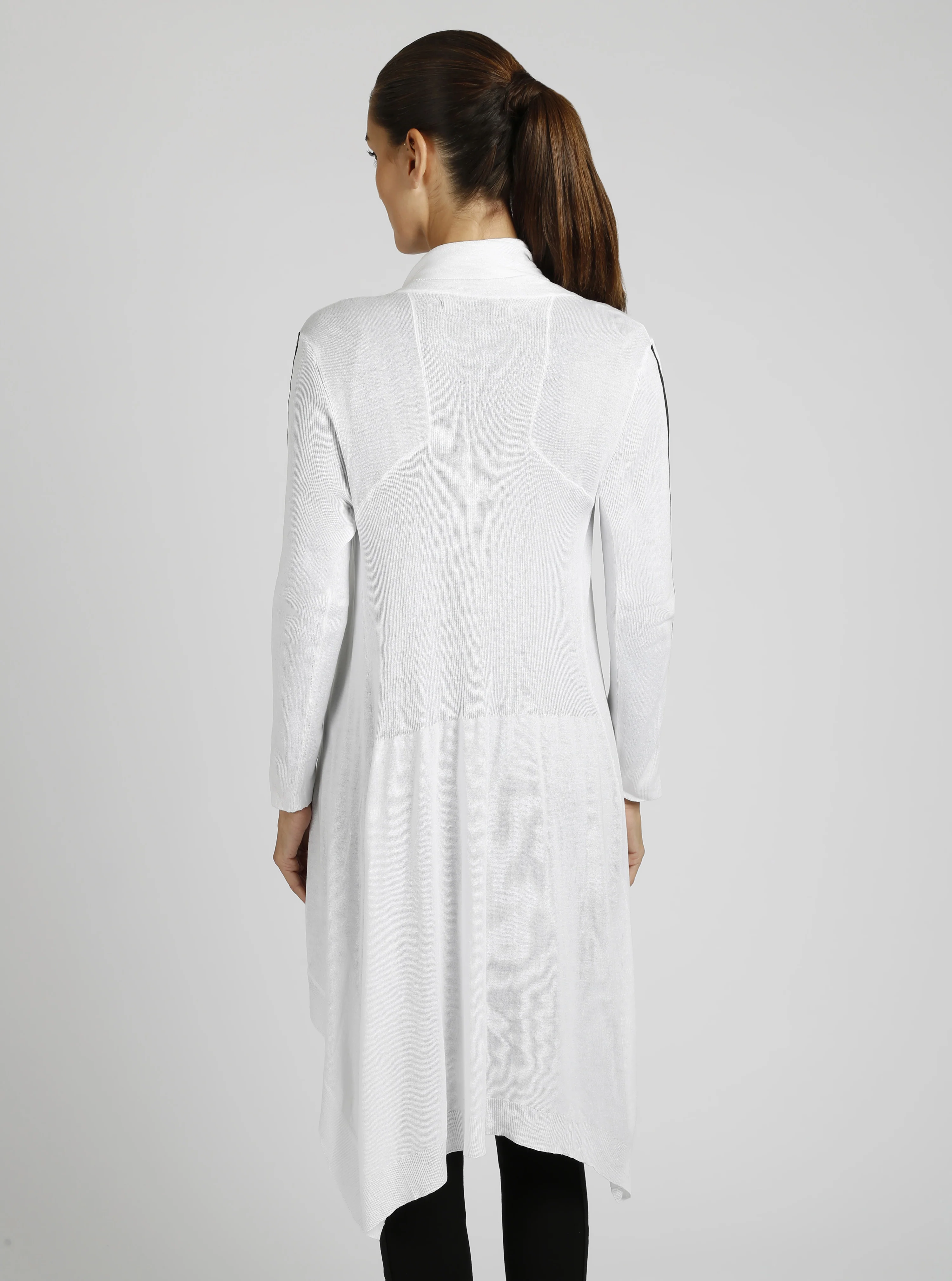 Sporty Drape Front Black/White Wrap Cardigan - Image 4