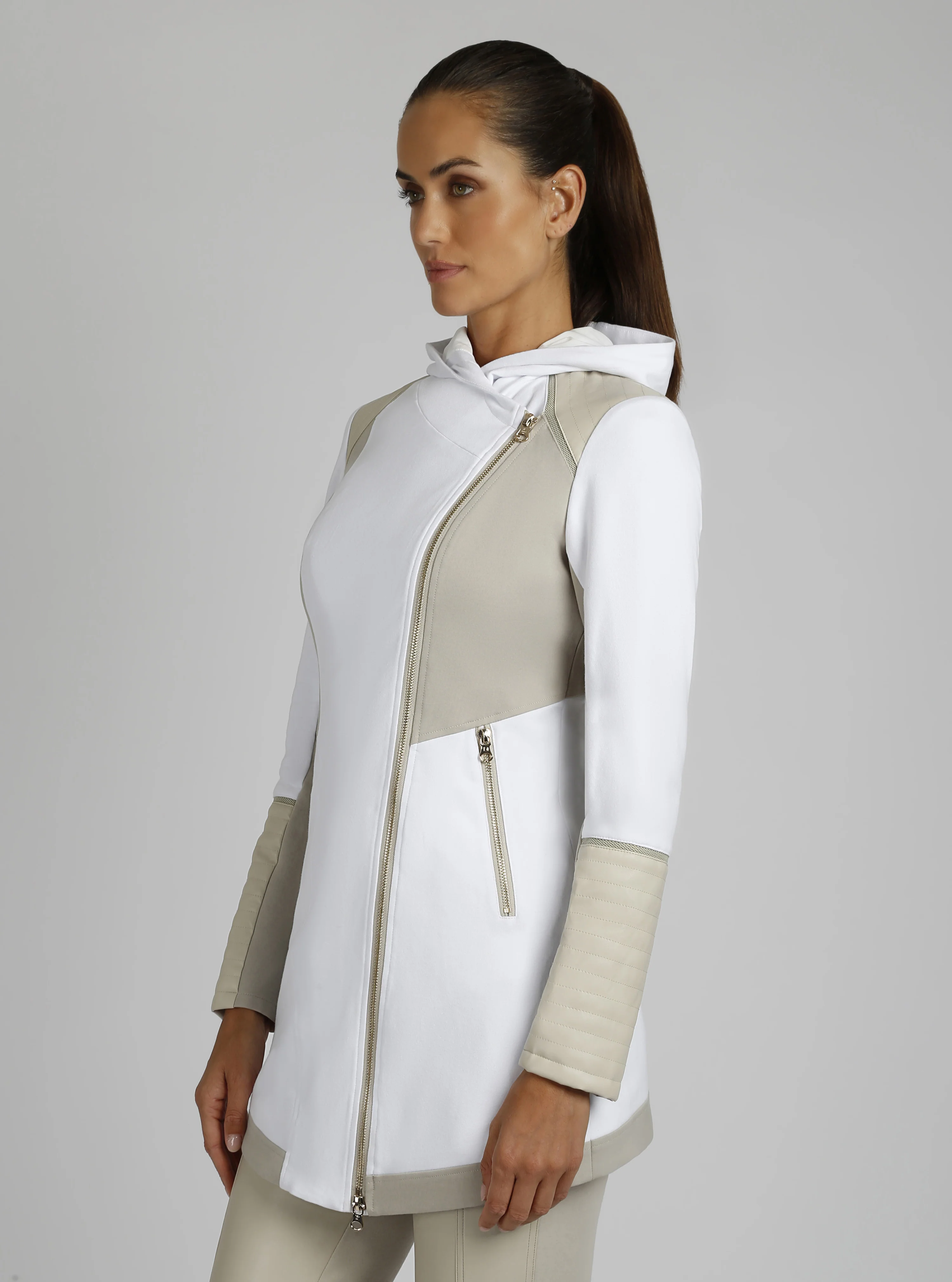 Updated Traveler Jacket with Gold Zip  - Optic White / Pumice - Image 10