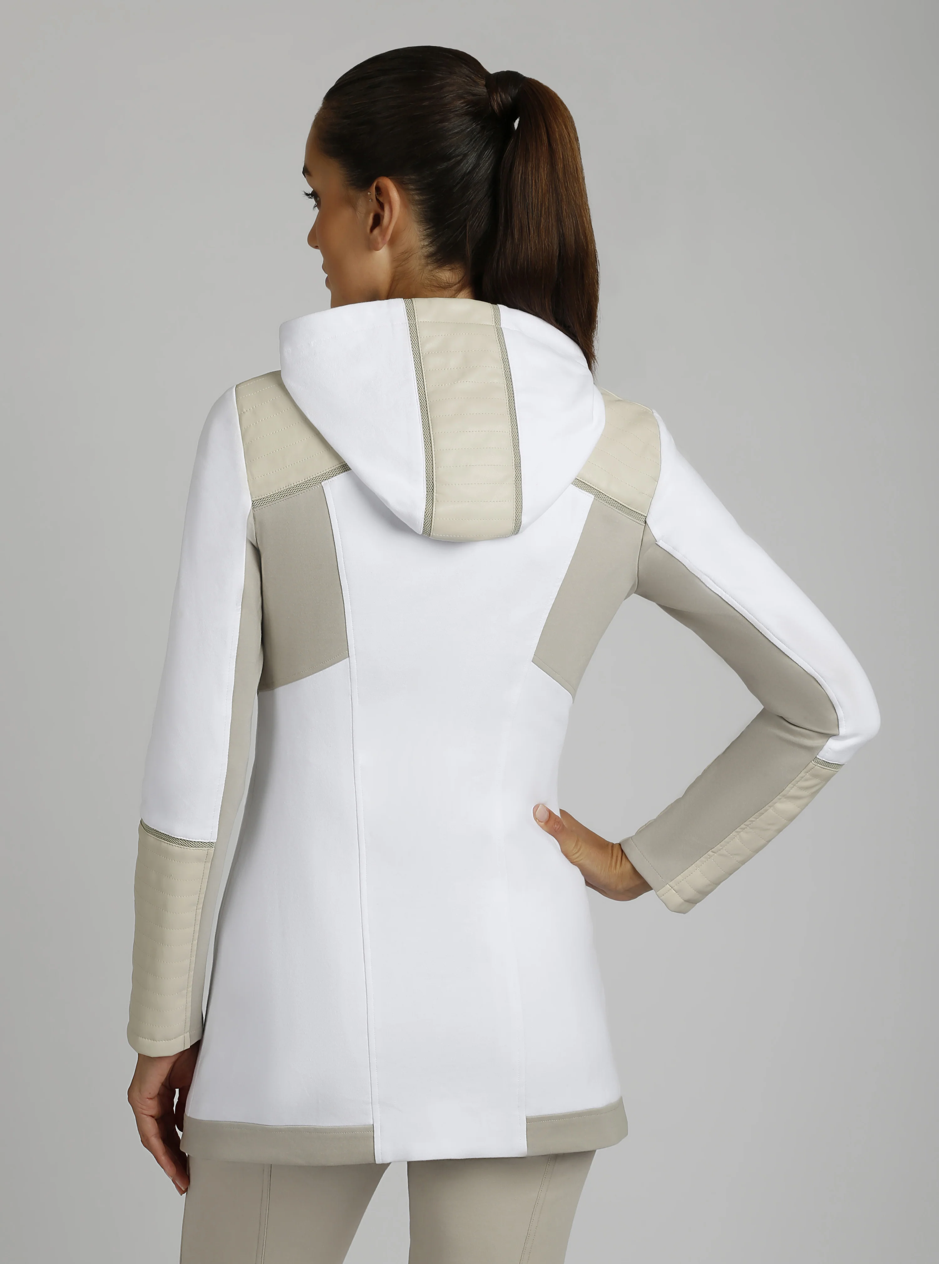 Updated Traveler Jacket with Gold Zip  - Optic White / Pumice - Image 4