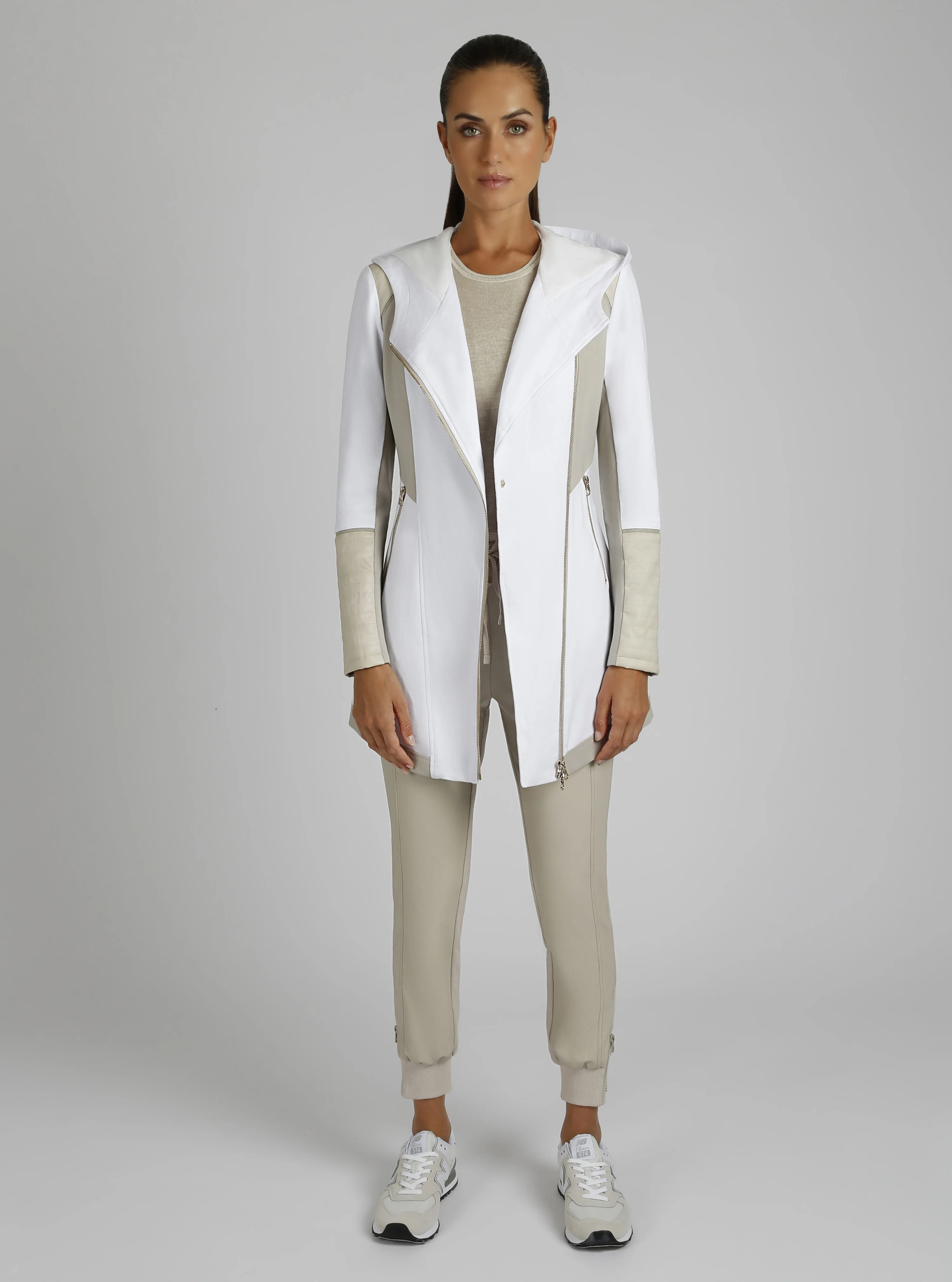 Updated Traveler Jacket with Gold Zip  - Optic White / Pumice - Image 5