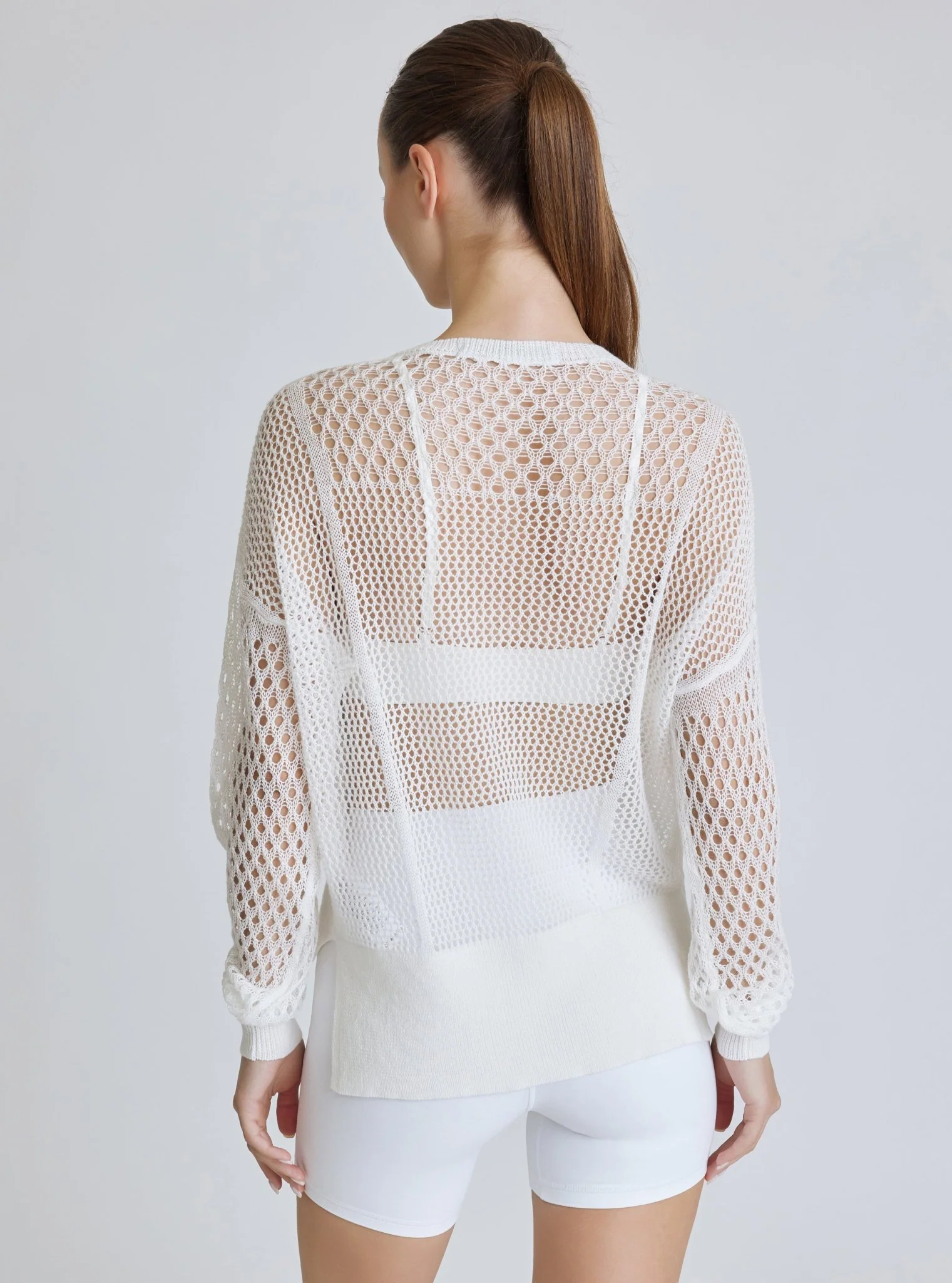 White Lace Up Crochet Sweatshirt - FINAL SALE - Image 4